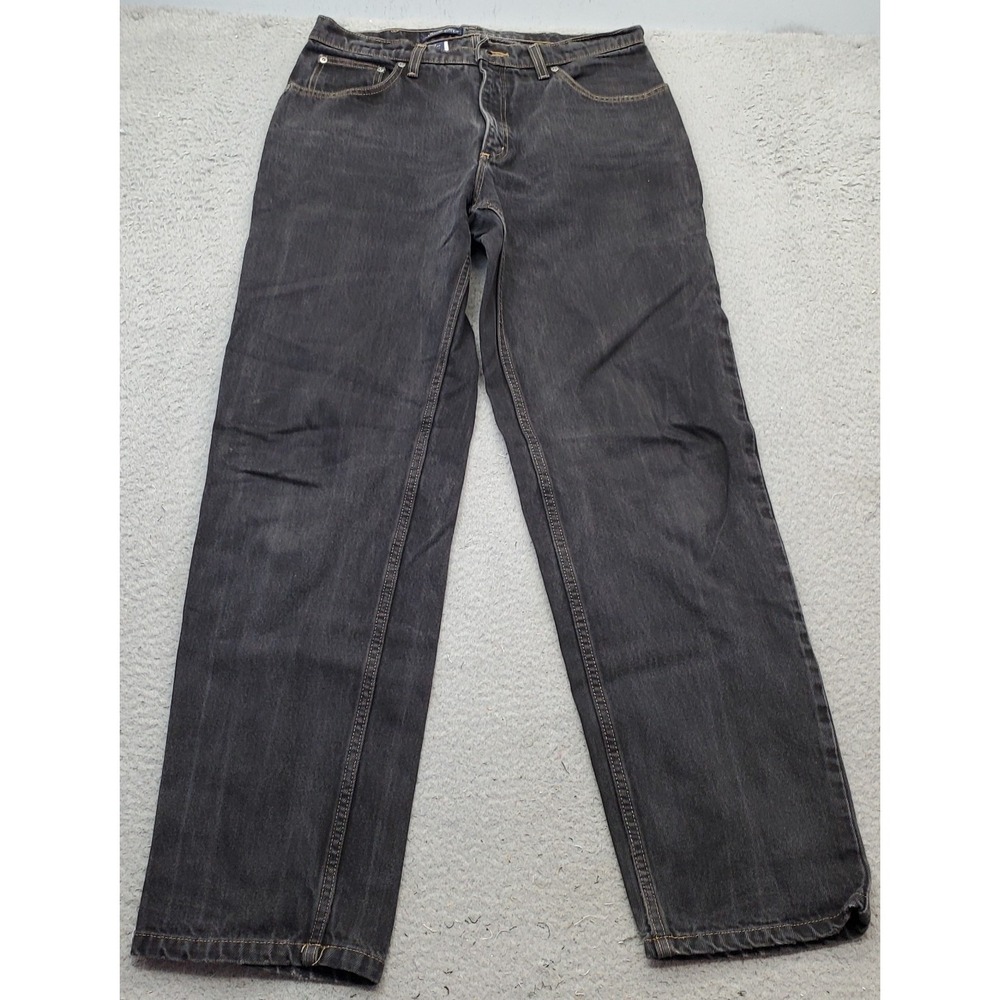 Lands' End Jeans Mens 33 Black Denim Stretch Boho Streetwear Grunge Straight Leg
